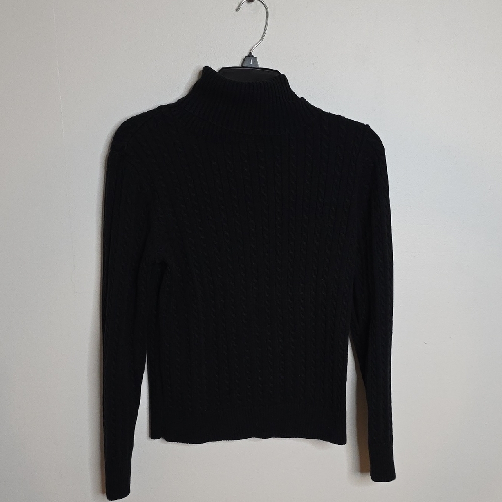 American Living Black Cable Knit Turtleneck Sweater